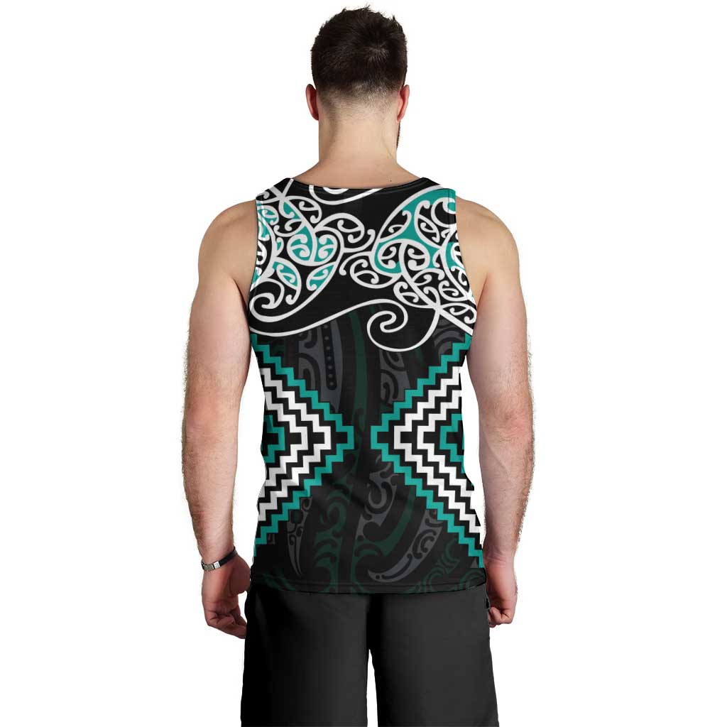Turquoise Aotearoa Tukutuku Manawa Tapu Men Tank Top Ta Moko Toi Maori LT9 - Polynesian Pride