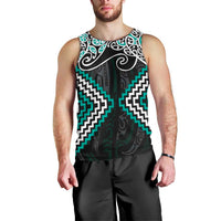 Turquoise Aotearoa Tukutuku Manawa Tapu Men Tank Top Ta Moko Toi Maori LT9 - Polynesian Pride