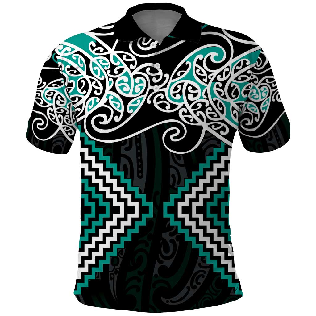 Turquoise Aotearoa Tukutuku Manawa Tapu Polo Shirt Ta Moko Toi Maori LT9 Turquoise - Polynesian Pride