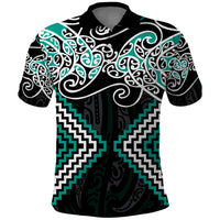 Turquoise Aotearoa Tukutuku Manawa Tapu Polo Shirt Ta Moko Toi Maori LT9 Turquoise - Polynesian Pride