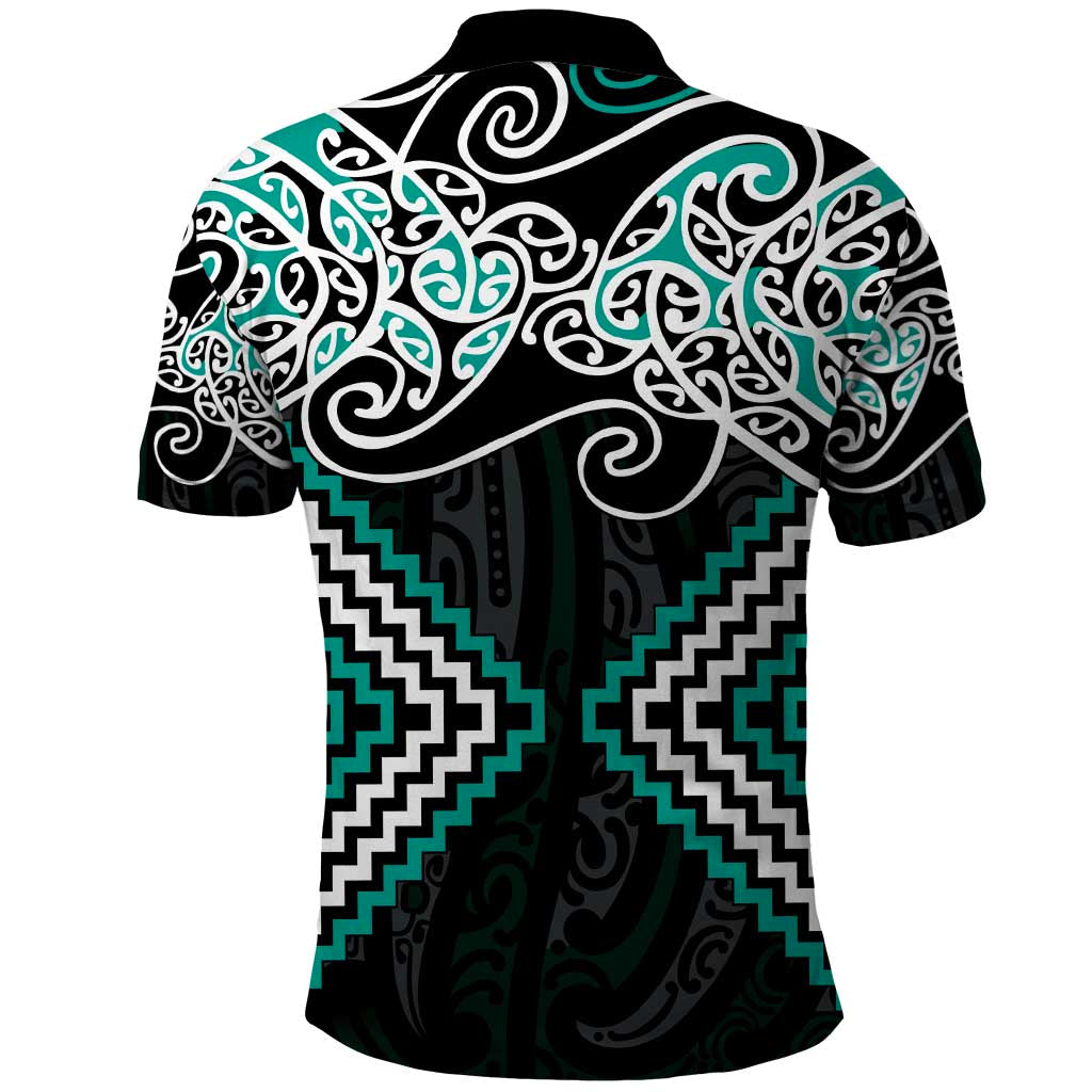 Turquoise Aotearoa Tukutuku Manawa Tapu Polo Shirt Ta Moko Toi Maori LT9 - Polynesian Pride