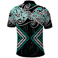 Turquoise Aotearoa Tukutuku Manawa Tapu Polo Shirt Ta Moko Toi Maori LT9 - Polynesian Pride