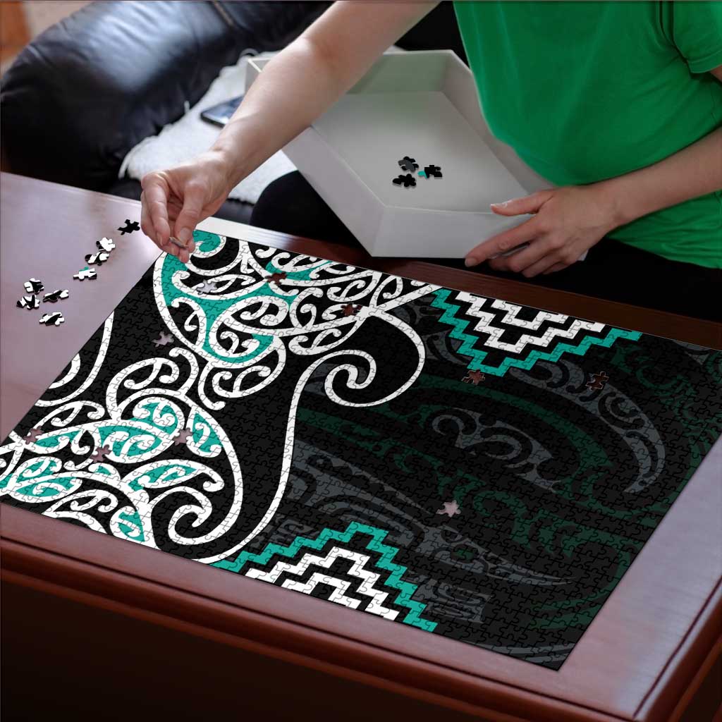 Turquoise Aotearoa Tukutuku Manawa Tapu Puzzle Ta Moko Toi Maori - Polynesian Pride