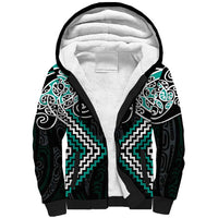 Turquoise Aotearoa Tukutuku Manawa Tapu Sherpa Hoodie Ta Moko Toi Maori LT9 Unisex Turquoise - Polynesian Pride