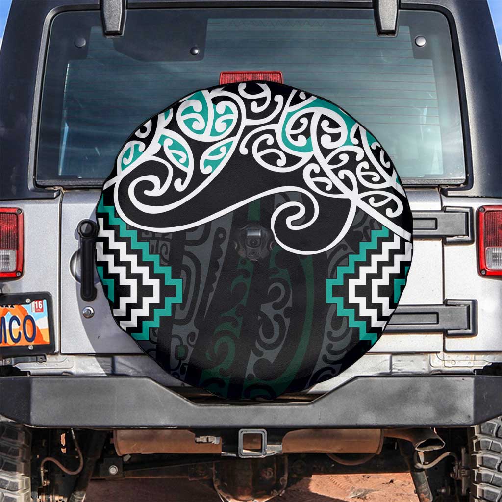 Turquoise Aotearoa Tukutuku Manawa Tapu Spare Tire Cover Ta Moko Toi Maori LT9 Turquoise - Polynesian Pride