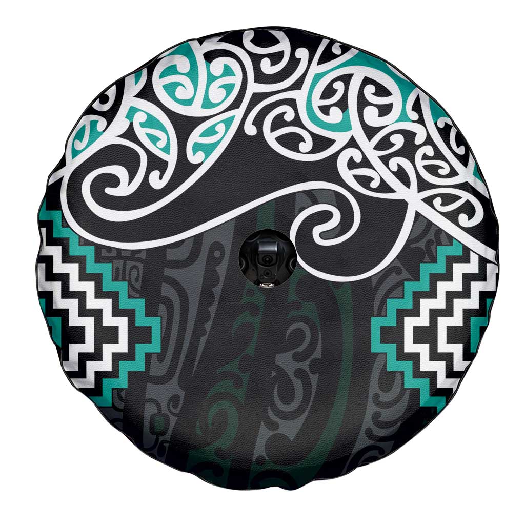 Turquoise Aotearoa Tukutuku Manawa Tapu Spare Tire Cover Ta Moko Toi Maori LT9 - Polynesian Pride