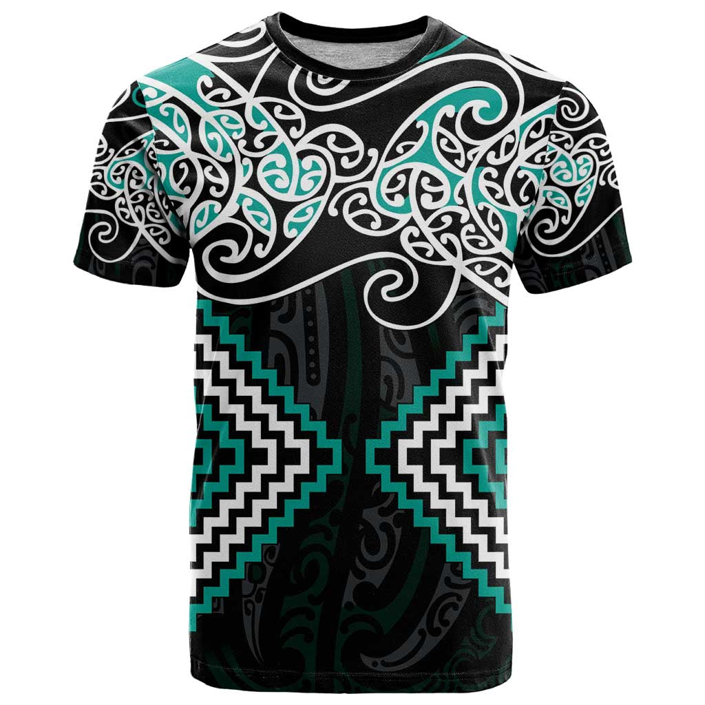 Turquoise Aotearoa Tukutuku Manawa Tapu T Shirt Ta Moko Toi Maori LT9 Turquoise - Polynesian Pride