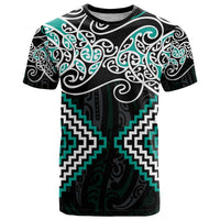 Turquoise Aotearoa Tukutuku Manawa Tapu T Shirt Ta Moko Toi Maori LT9 Turquoise - Polynesian Pride