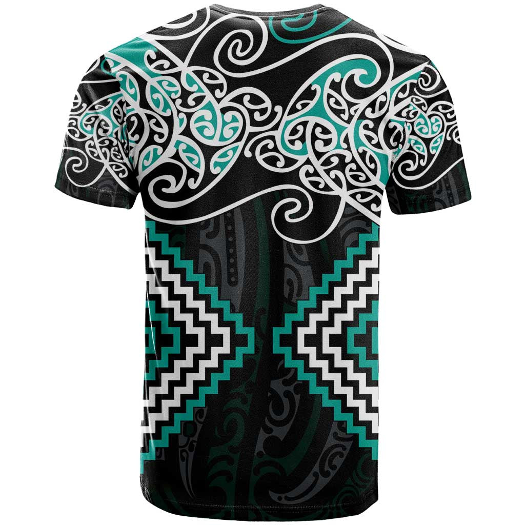 Turquoise Aotearoa Tukutuku Manawa Tapu T Shirt Ta Moko Toi Maori LT9 - Polynesian Pride