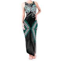 Turquoise Aotearoa Tukutuku Manawa Tapu Tank Maxi Dress Ta Moko Toi Maori LT9 Women Turquoise - Polynesian Pride