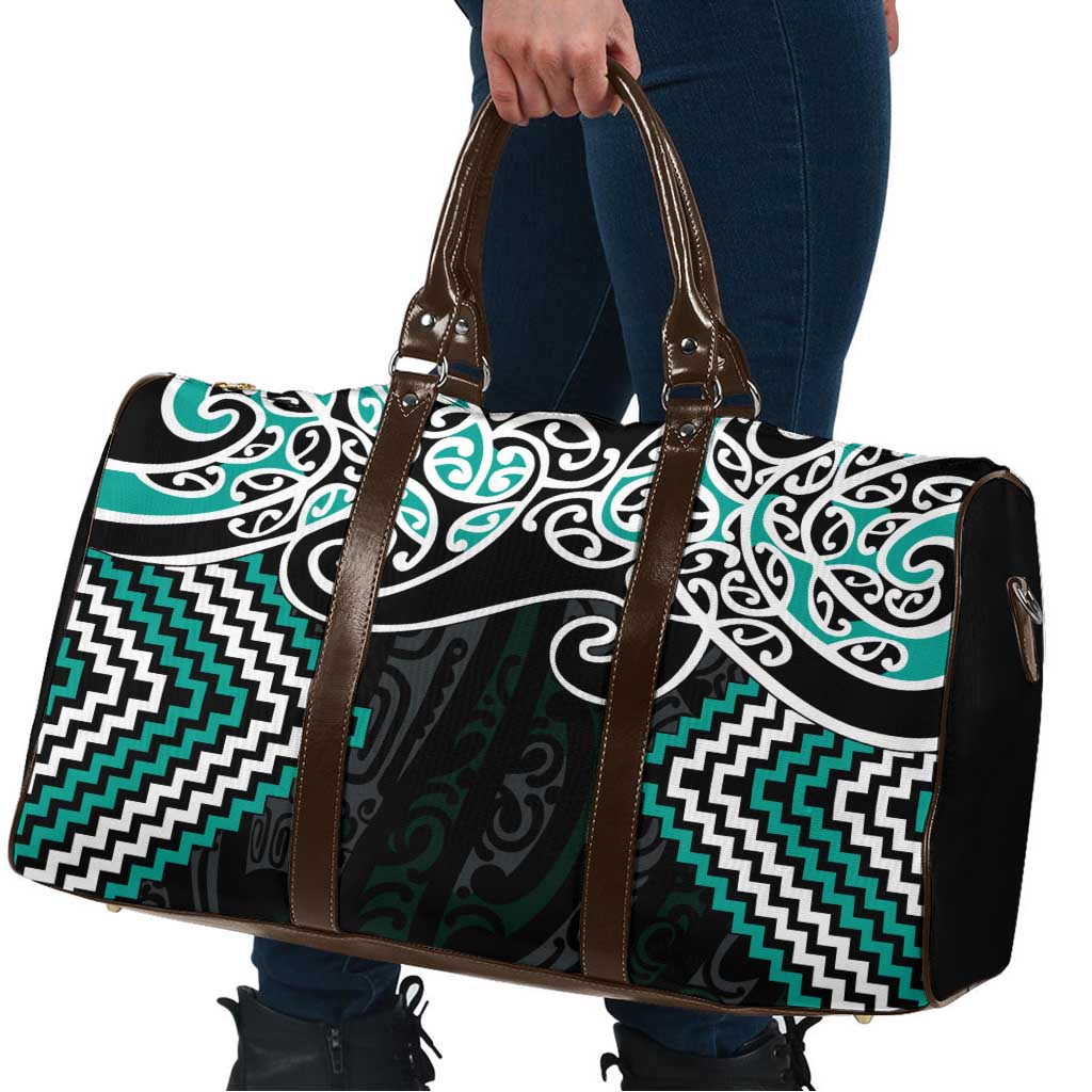 Turquoise Aotearoa Tukutuku Manawa Tapu Travel Bag Ta Moko Toi Maori LT9 - Polynesian Pride