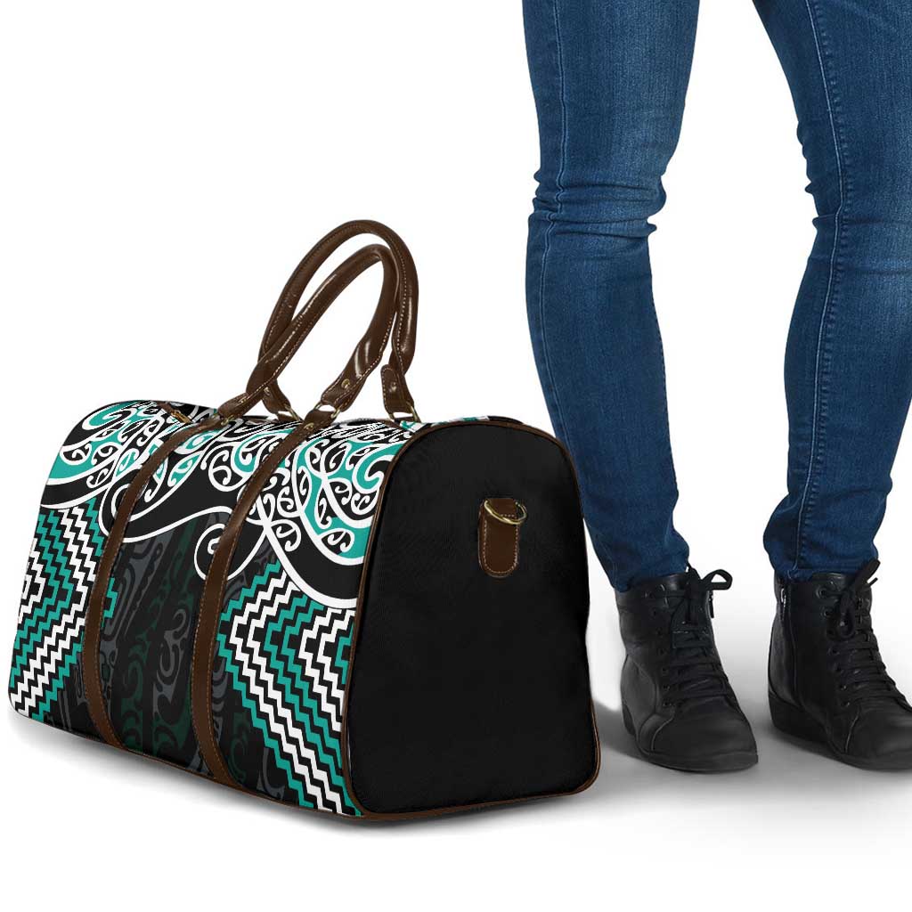 Turquoise Aotearoa Tukutuku Manawa Tapu Travel Bag Ta Moko Toi Maori LT9 - Polynesian Pride