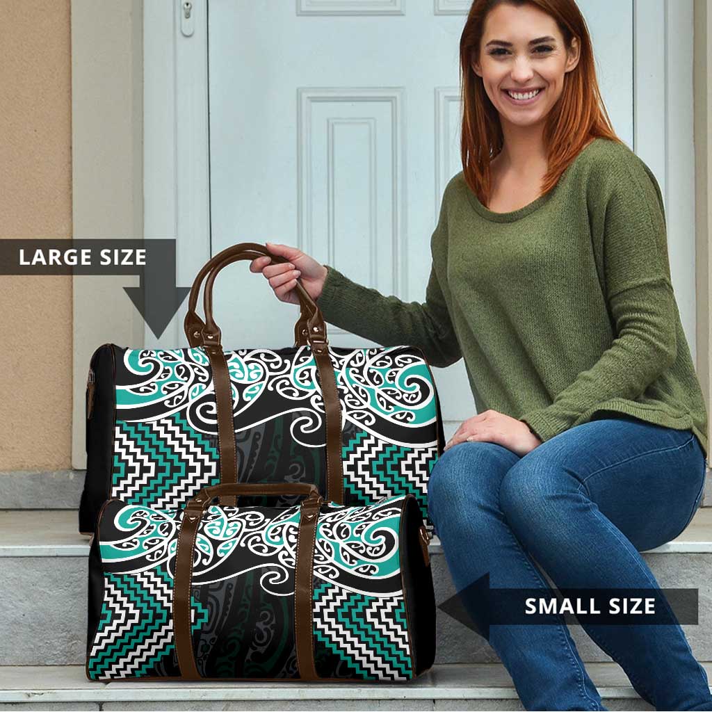 Turquoise Aotearoa Tukutuku Manawa Tapu Travel Bag Ta Moko Toi Maori LT9 - Polynesian Pride