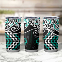 Turquoise Aotearoa Tukutuku Manawa Tapu Tumbler Cup Ta Moko Toi Maori LT9 - Polynesian Pride