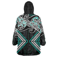 Turquoise Aotearoa Tukutuku Manawa Tapu Wearable Blanket Hoodie Ta Moko Toi Maori LT9 - Polynesian Pride