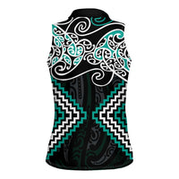 Turquoise Aotearoa Tukutuku Manawa Tapu Women Sleeveless Polo Shirt Ta Moko Toi Maori LT9 - Polynesian Pride