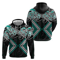 Turquoise Aotearoa Tukutuku Manawa Tapu Zip Hoodie Ta Moko Toi Maori LT9 - Polynesian Pride