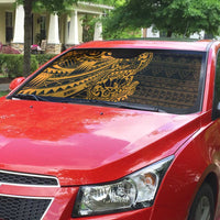 Gold Couple Dolphins Maori Polynesian Style Auto Sun Shade - Polynesian Pride