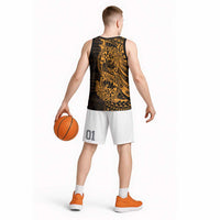 Gold Couple Dolphins Maori Polynesian Style Basketball Jersey - Polynesian Pride
