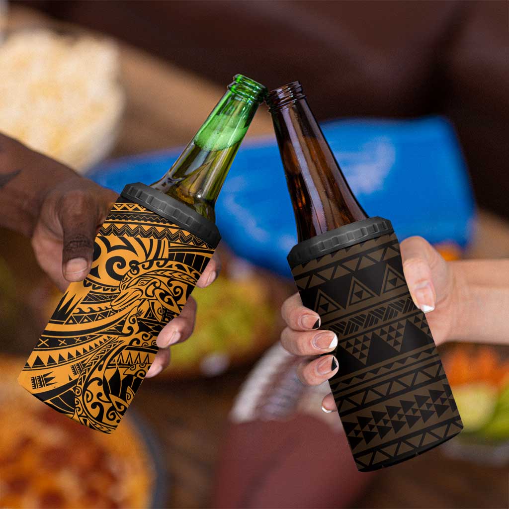 Gold Couple Dolphins Maori Polynesian Style 4 in 1 Can Cooler Tumbler