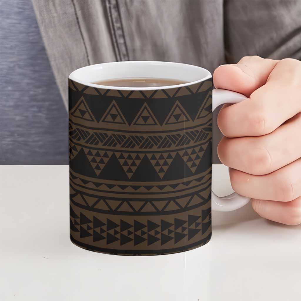 Gold Couple Dolphins Maori Polynesian Style Ceramic Mug - Polynesian Pride