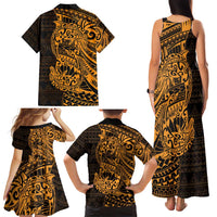 Gold Couple Dolphins Maori Polynesian Style Family Matching Tank Maxi Dress and Hawaiian Shirt LT9 - Polynesian Pride
