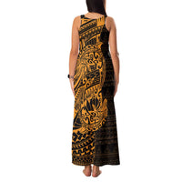 Gold Couple Dolphins Maori Polynesian Style Family Matching Tank Maxi Dress and Hawaiian Shirt LT9 - Polynesian Pride