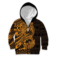 Gold Couple Dolphins Maori Polynesian Style Kid Hoodie LT9 Zip Hoodie Gold - Polynesian Pride