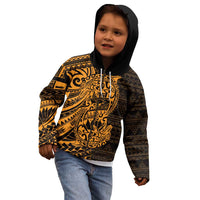 Gold Couple Dolphins Maori Polynesian Style Kid Hoodie LT9 - Polynesian Pride