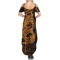 Gold Couple Dolphins Maori Polynesian Style Summer Maxi Dress LT9 - Polynesian Pride