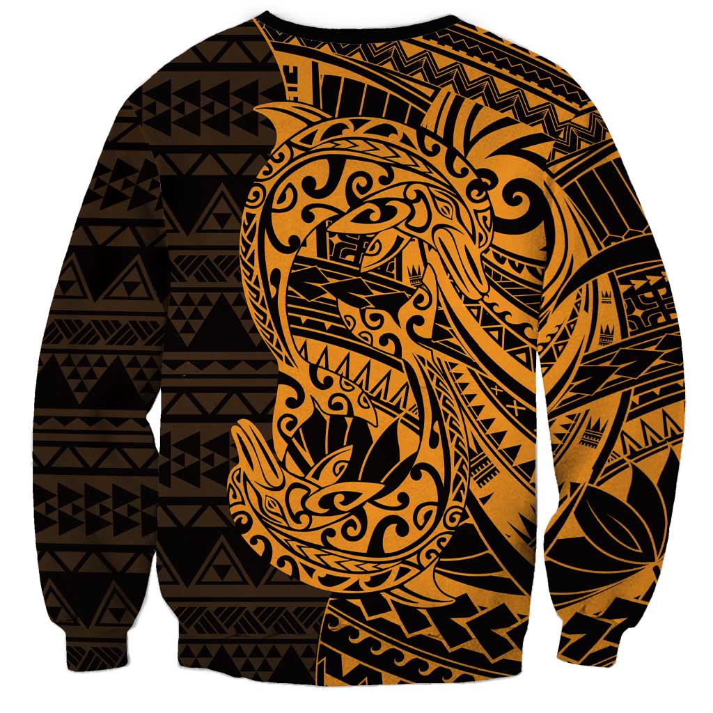 Gold Couple Dolphins Maori Polynesian Style Sweatshirt