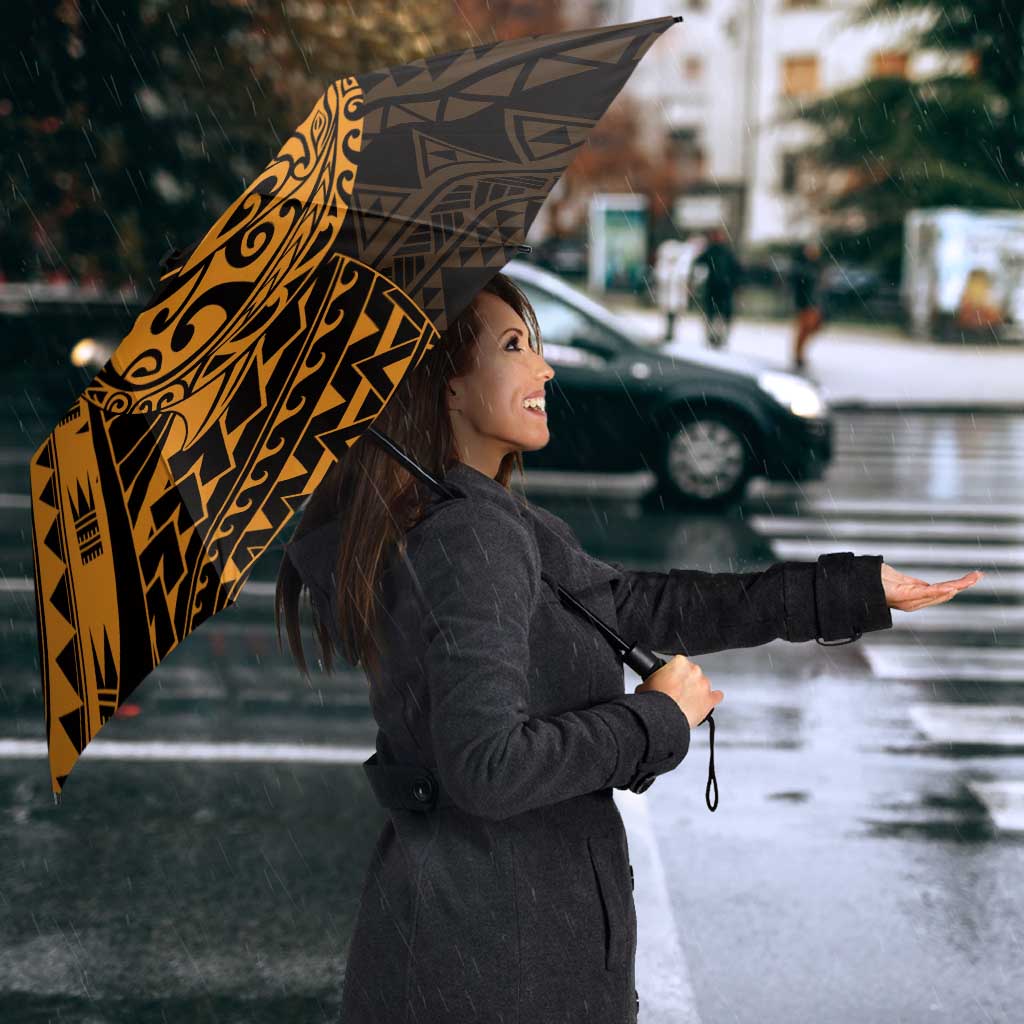 Gold Couple Dolphins Maori Polynesian Style Umbrella - Polynesian Pride