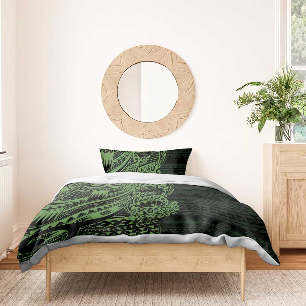 Green Couple Dolphins Maori Polynesian Style Bedding Set