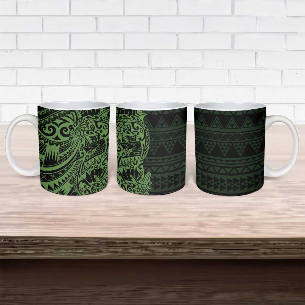 Green Couple Dolphins Maori Polynesian Style Ceramic Mug - Polynesian Pride