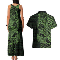 Green Couple Dolphins Maori Polynesian Style Couples Matching Tank Maxi Dress and Hawaiian Shirt LT9 - Polynesian Pride