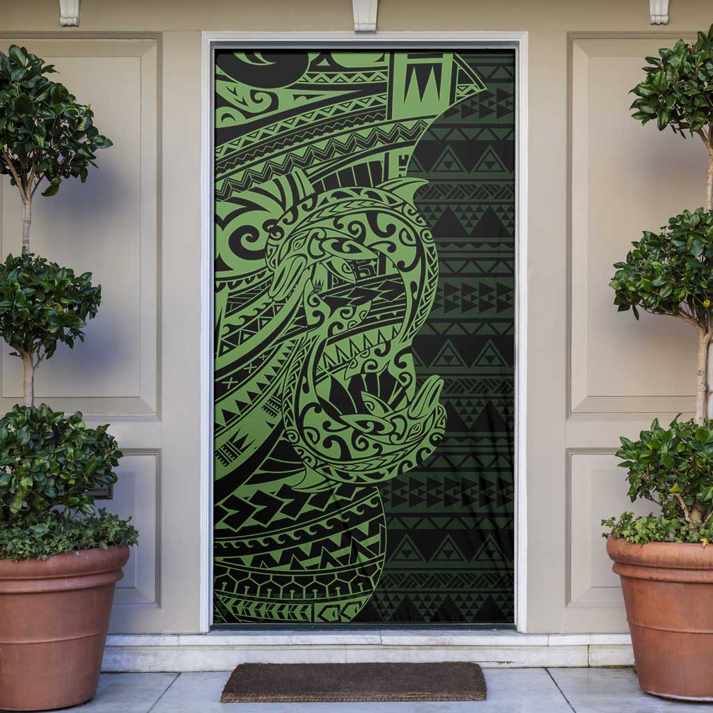 Green Couple Dolphins Maori Polynesian Style Door Cover LT9 Green - Polynesian Pride