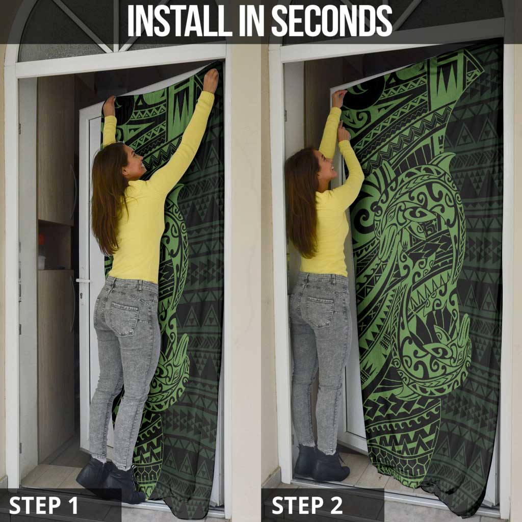 Green Couple Dolphins Maori Polynesian Style Door Cover LT9 - Polynesian Pride