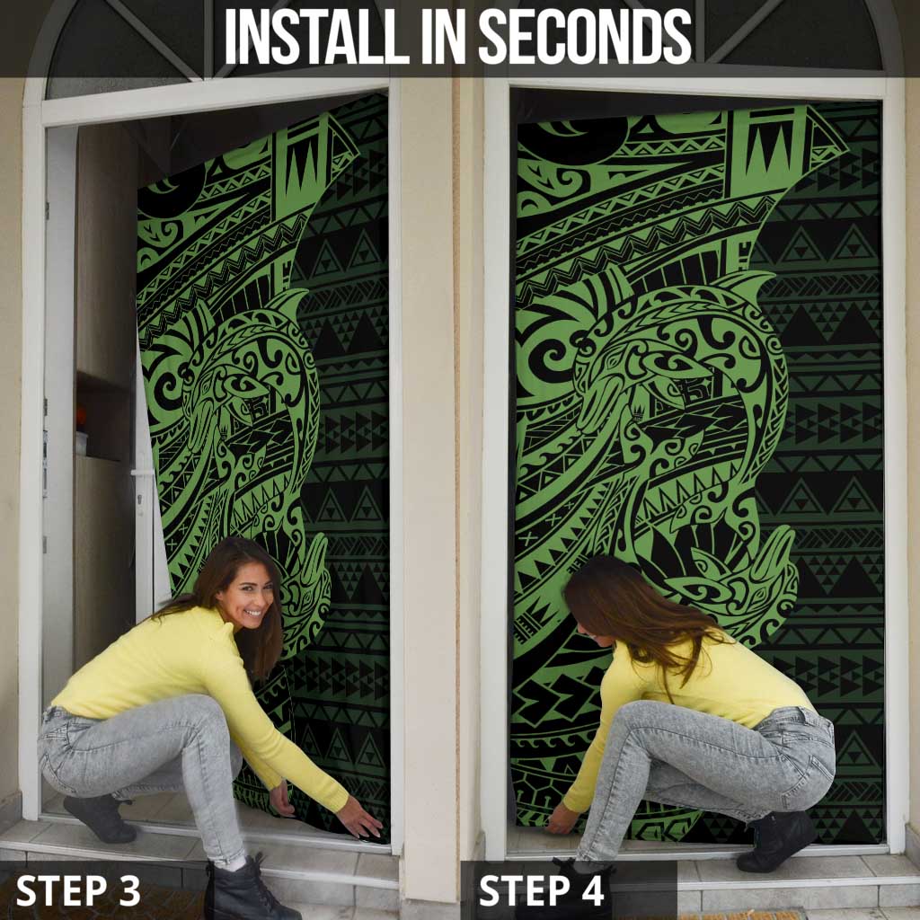 Green Couple Dolphins Maori Polynesian Style Door Cover LT9 - Polynesian Pride