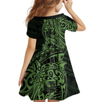 Green Couple Dolphins Maori Polynesian Style Family Matching Off The Shoulder Long Sleeve Dress and Hawaiian Shirt LT9 - Polynesian Pride