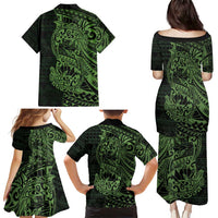 Green Couple Dolphins Maori Polynesian Style Family Matching Puletasi and Hawaiian Shirt LT9 - Polynesian Pride