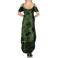 Green Couple Dolphins Maori Polynesian Style Family Matching Summer Maxi Dress and Hawaiian Shirt LT9 - Polynesian Pride