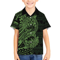 Green Couple Dolphins Maori Polynesian Style Family Matching Summer Maxi Dress and Hawaiian Shirt LT9 Son's Shirt Green - Polynesian Pride