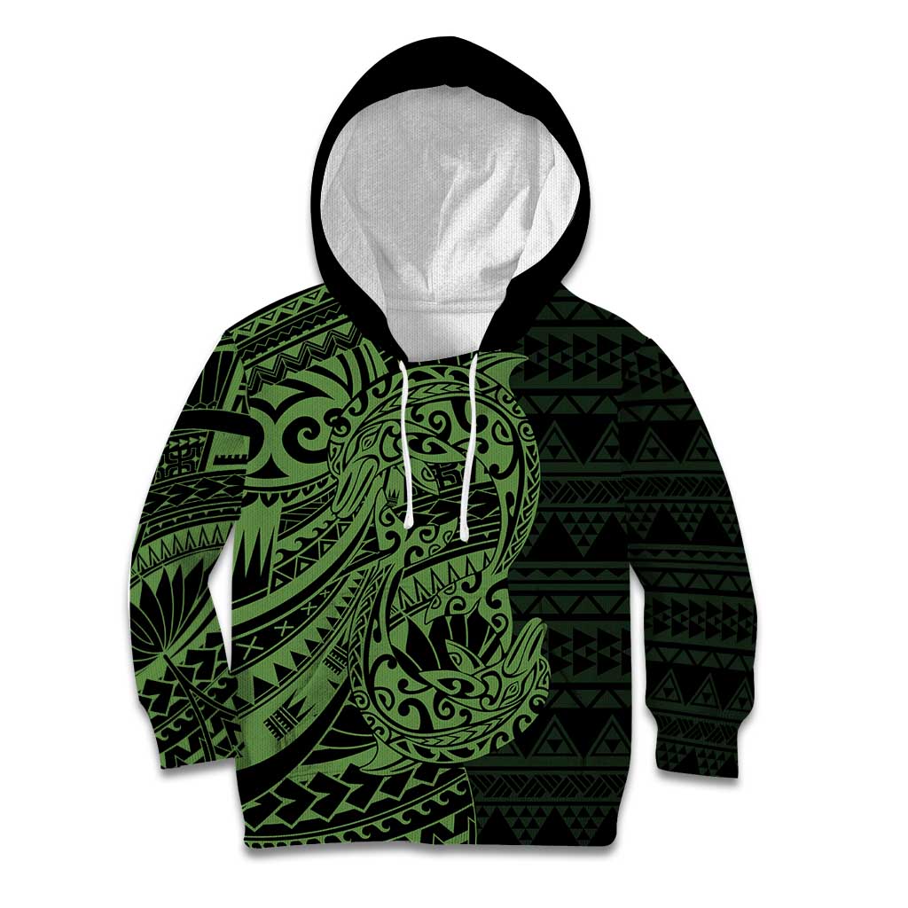 Green Couple Dolphins Maori Polynesian Style Kid Hoodie LT9 Hoodie Green - Polynesian Pride
