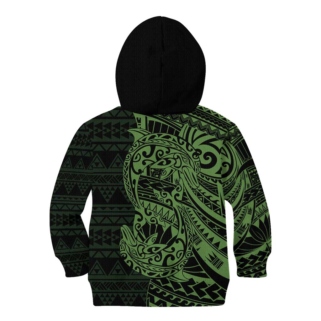 Green Couple Dolphins Maori Polynesian Style Kid Hoodie LT9 - Polynesian Pride