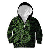 Green Couple Dolphins Maori Polynesian Style Kid Hoodie LT9 Zip Hoodie Green - Polynesian Pride