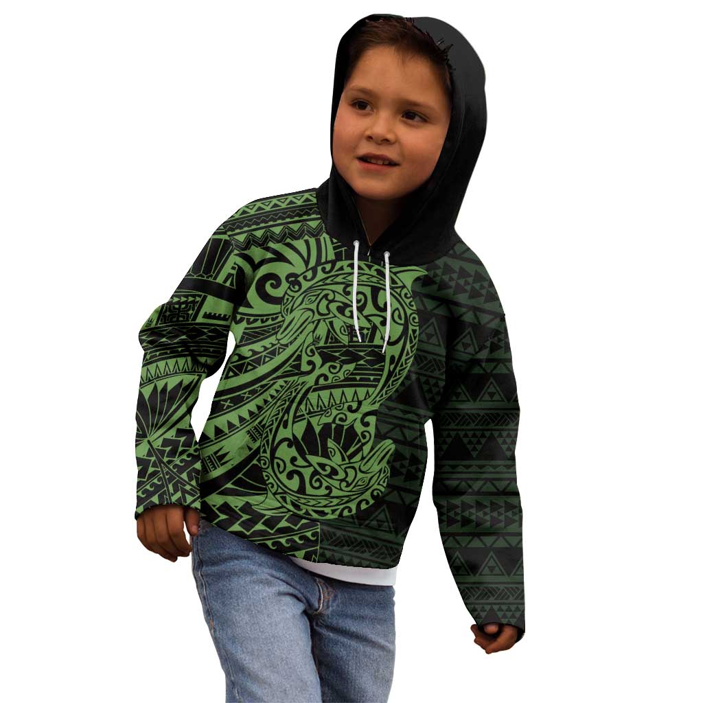 Green Couple Dolphins Maori Polynesian Style Kid Hoodie LT9 - Polynesian Pride