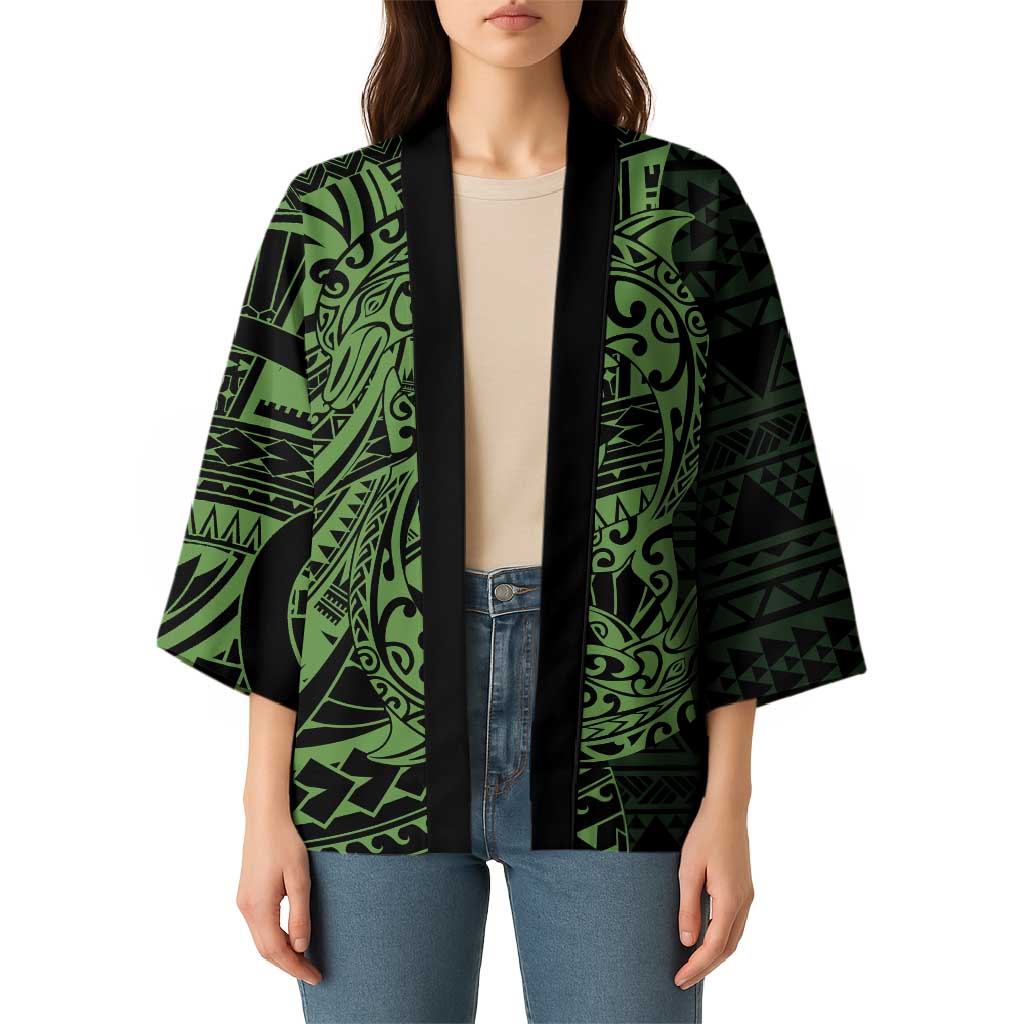 Green Couple Dolphins Maori Polynesian Style Kimono - Polynesian Pride