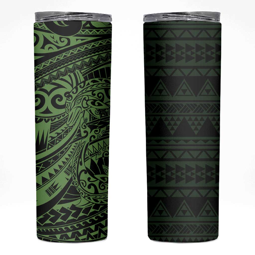 Green Couple Dolphins Maori Polynesian Style Skinny Tumbler LT9 Green - Polynesian Pride