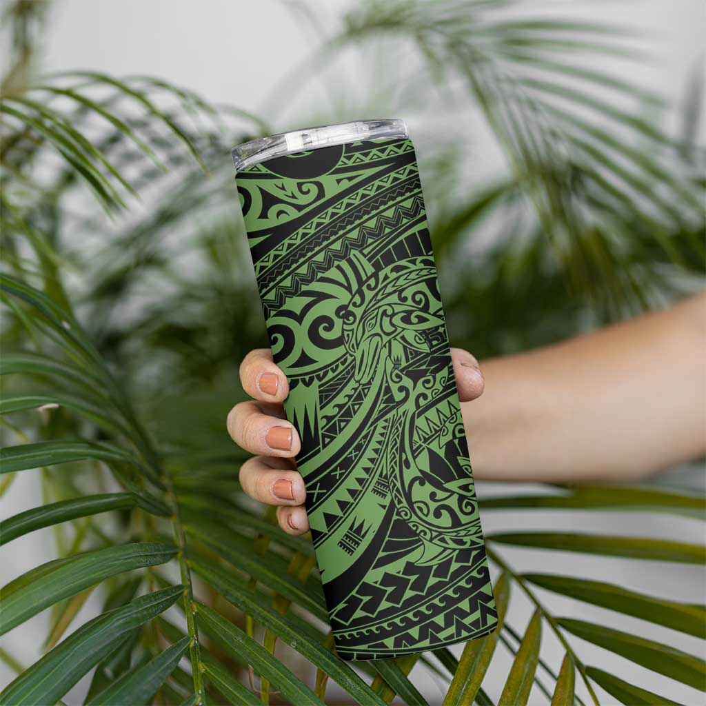 Green Couple Dolphins Maori Polynesian Style Skinny Tumbler LT9 - Polynesian Pride