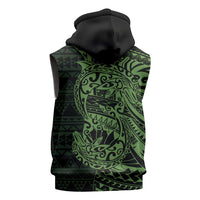 Green Couple Dolphins Maori Polynesian Style Sleeveless Zip Hoodie - Polynesian Pride